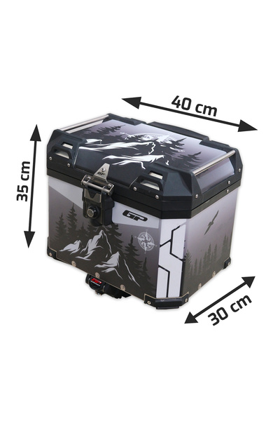 GP KOMPOZİT DSN05 Universal 37 lt Desenli Alüminyum Motosiklet Çantası
