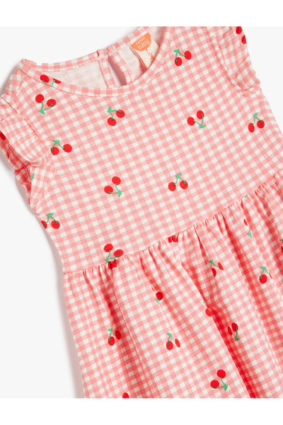 Koton Βαμβακερό φόρεμα με λεπτομέρεια με βολάν με λαιμόκοψη σε γραμμή Α