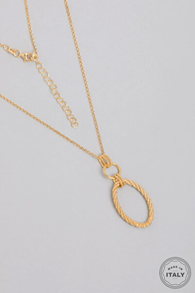 So CHIC... İtalyan Vintage 18 Ayar Sarı Altın Kaplama 44 Cm Gümüş Kolye