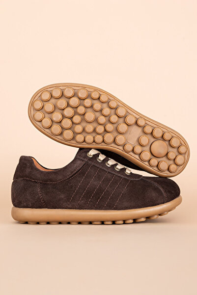 Getcho Lovisa Women's Brown Casual Shoes – Genuine Suede Leather, Non-Slip Sole, Lace-Up Comfortable Walking Model