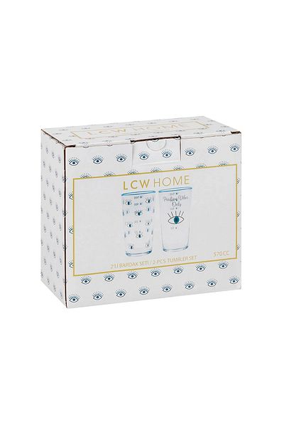 LC Waikiki Lcw Home Blue Eye Printed Water Glass 2 Pack 570 ml