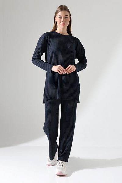 ensade CorduroY Blouse and Trousers Set - Side Slit Detail