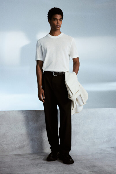 H&M Delik Desenli Triko Tişört Regular Fit