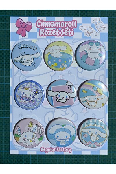 Cuppy Box Cinnamoroll Karakterleri Rozet Seti 9 Adet 44mm