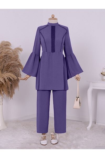 Modamorfo Lilac Spanish Sleeve Ayrobin Set - Scalloped Front