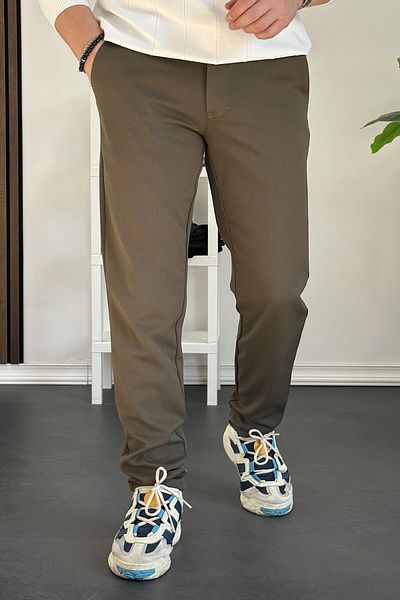 Edwox Ανδρικό παντελόνι Jogger με κουμπιά στη μέση, στενό πόδι, πράσινο Edw224