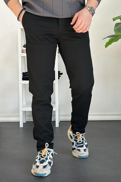 Edwox Men's Buttoned Waist Tight Leg Jogger Pants Black Edw224