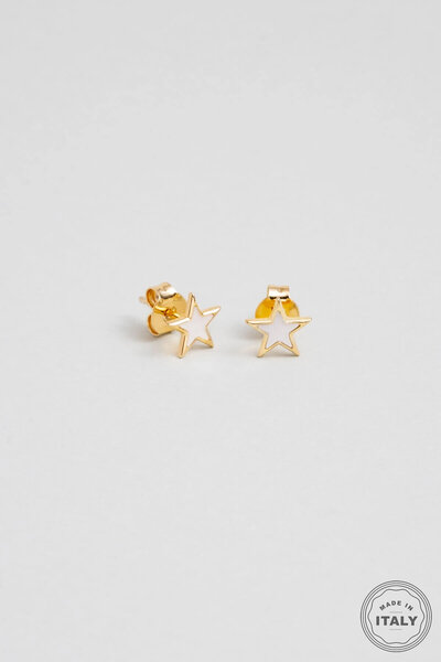 So CHIC... İtalyan Yıldızı 18 Ayar Sarı Altın Kaplama Gümüş Küpe