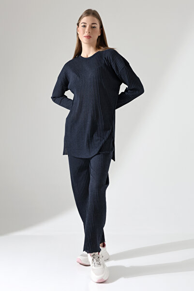 ensade CorduroY Blouse and Trousers Set - Side Slit Detail
