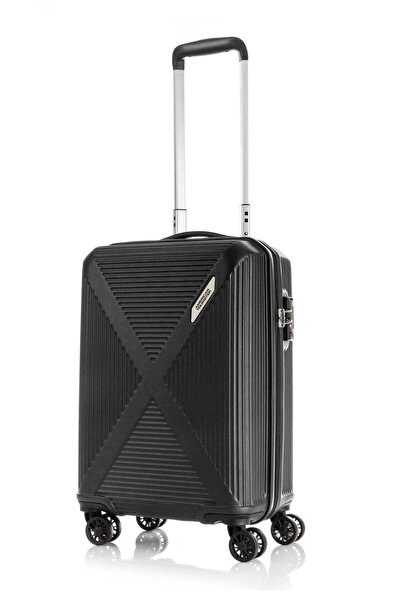 American Tourister CUATRO 55cm Hard Shell Luggage – Black with TSA Lock ( 55H...