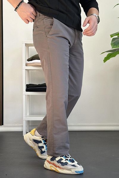 Edwox Ανδρικό γκρι βαμβακερό παντελόνι Chino - Edw225