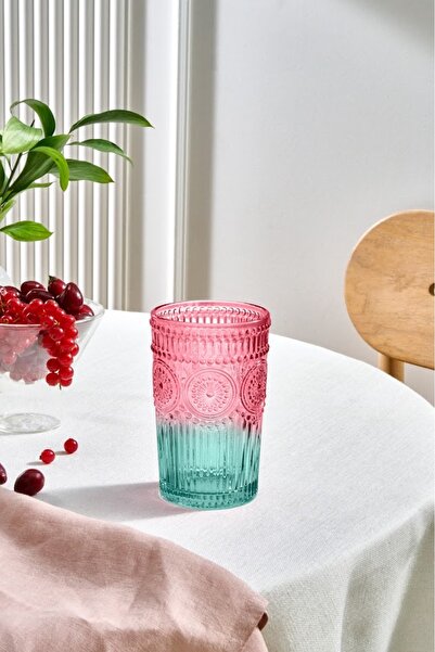 Karaca Sunflower Meşrubat Bardağı Kırmızı Yeşil 330 Ml