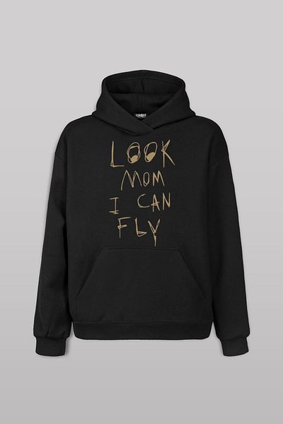 Kendim Seçtim Travis Scott Unisex Hooded Sweatshirt - Front Print "Look Mom I Can Fly"