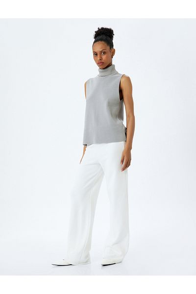 Koton Cotton Soft Textured Turtleneck Tank Top