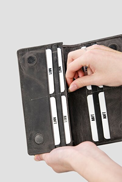 Deriza Антрацит Golden 3367 Шкіряний унісекс гаманець - з відділенням для телефону