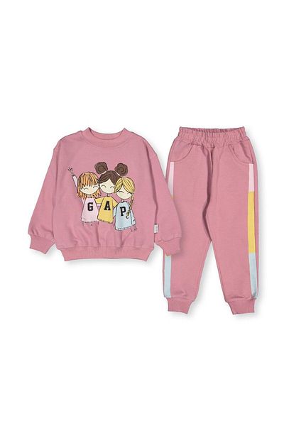 baby flamindo Baby Flamindo 3 Girl's Gap Printed 2 Threads Tracksuit Set
