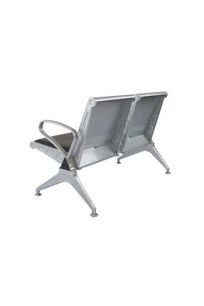 Mahmayi مقعد معدني من Banco Hf بمقعدين مع وسادة - مقعد عصري بمقعد مبطن وظهر شبكي - رمادي