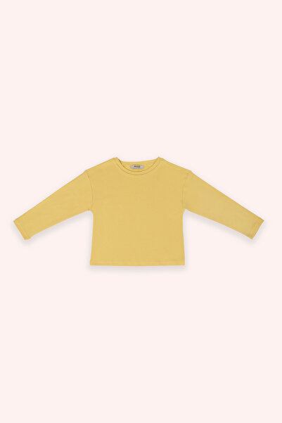 Panço Kız Çocuk Kalp Desen Baskılı Sarı 2'li Pijama Takım