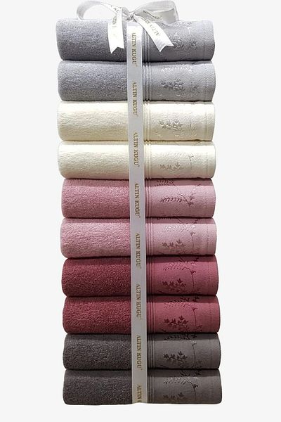 Özdilek Ditsy Towel 10 Pieces - Anthracite Plum Pink Cream Gray