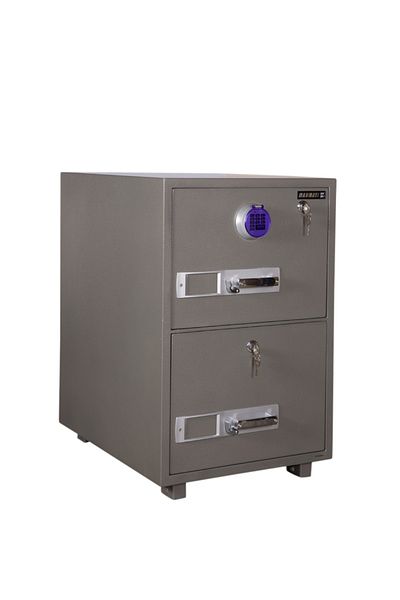 Mahmayi Secureplus 680-2Dk 2 Dial Lockable Drawer Storage Hammertone Paint (2 Drawer, Key + Digital Dial)