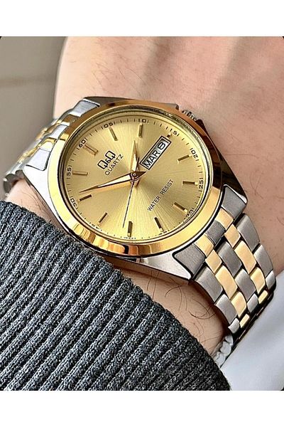 Q&Q Vintage Men's Metal Cord Wrist Watch with Calendar
