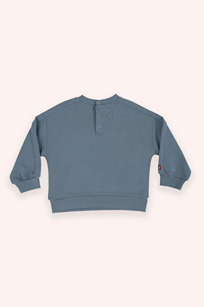 Panço Erkek Bebek Bisiklet Yaka Cep Detaylı Mavi Sweatshirt