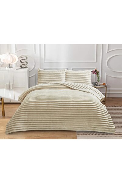 Vannes Home بطانية مفرش سرير مزدوج من ريش الأرنب Doren 230x250 (مع وسادتين)