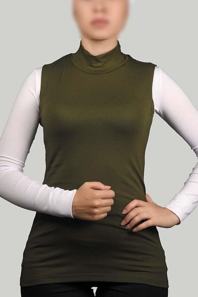 Altobeh Organic Sleeveless Turtleneck Lycra Women's Zero Sleeve Bodysuit
