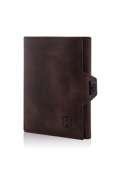 Trusador Θήκη κάρτας Verona Brown Πορτοφόλι από γνήσιο δέρμα Unisex Rfid Protected Minimalist Ανδρικό Γυναικείο Δώρο