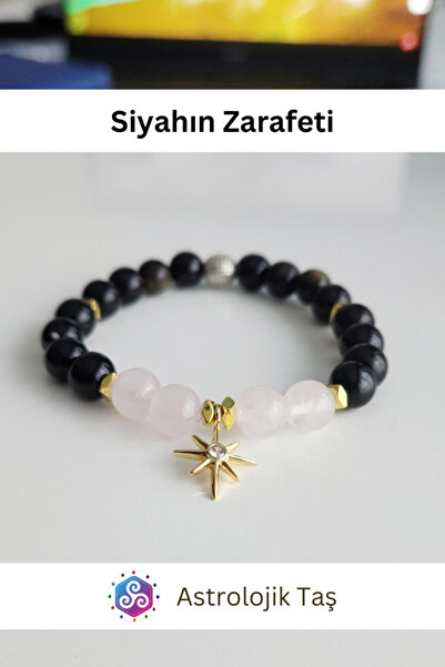 Astrolojik Doğal Taş سوار من الحجر الطبيعي بجمال اللون الأسود معتمد (أوبسيديا...