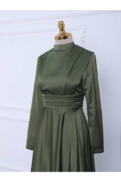 Modamorfo Saténové večerní šaty - dvojitá vrstva a detail záhybu v pase