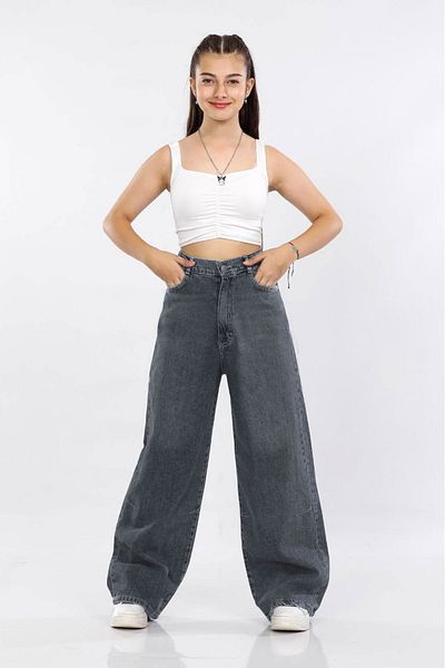 Asortik Kids Girls' Wide-Leg Loose-Fit Jeans