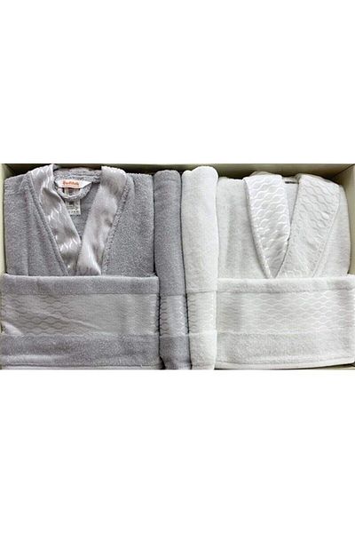Özdilek Unisex Γκρι Λευκό Οικογενειακό Σετ Elissa