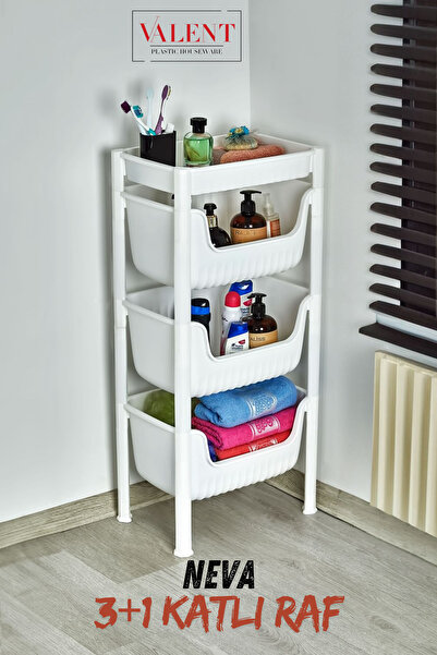 VALENT 3artı1 Katlı Neva Patates & Soğanlık, Katlı Sebzelik, Oyuncak Sepeti, Banyo Düzenleyici Raf BEYAZ