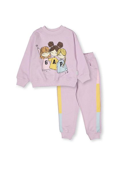 baby flamindo Baby Flamindo 3 Girl's Gap Printed 2 Threads Tracksuit Set