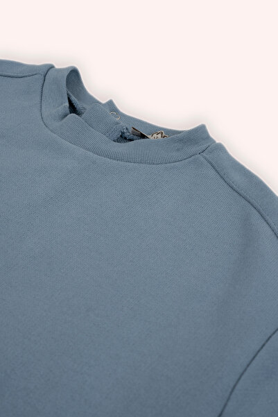 Panço Erkek Bebek Bisiklet Yaka Cep Detaylı Mavi Sweatshirt