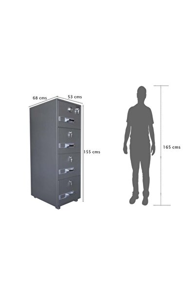 Mahmayi Secure Plus Locking Dial For Better Organisation 4 Drawer Fire Filing Cabinet - 680-4DK, Grey
