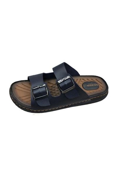 GEZER Ανδρικές παντόφλες από συνθετικό δέρμα Navy Blue