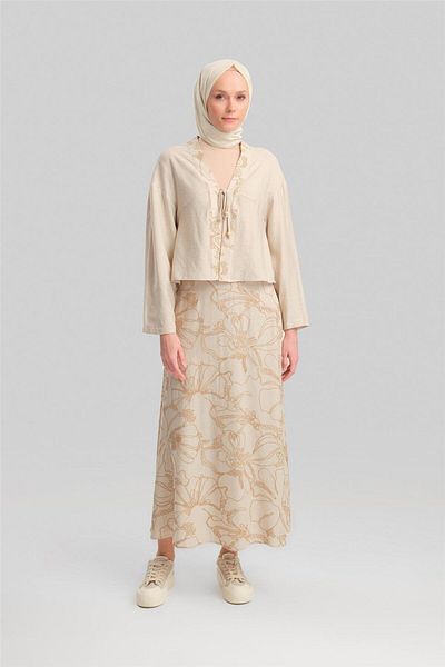 Armine Costum brodat bej - 24y6838