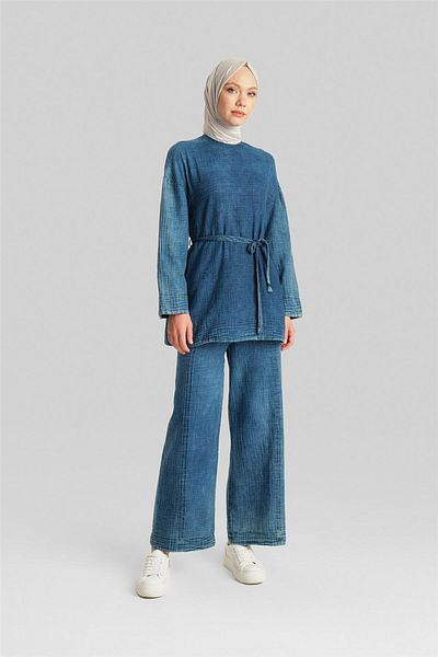 Armine Indigo Cotton Muslin Set - 24Y6804 Effect