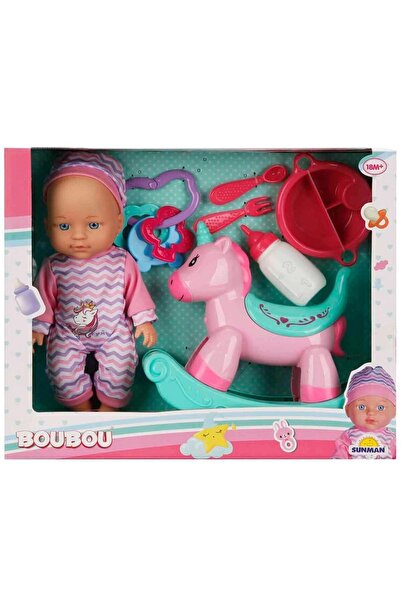 Genel Markalar Boubou Bebek ve Sallanan Atı Oyun Seti 30 cm -Sunman