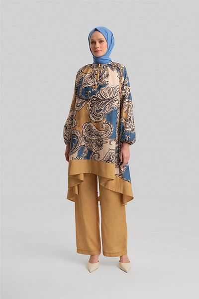 Armine Saffron Patterned Trousers Set - 24Y6834