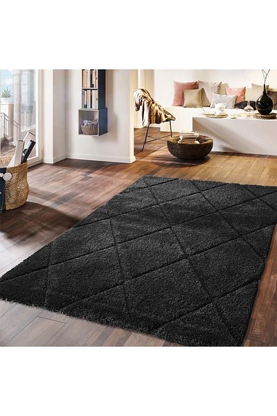 Homelux Courtney shaggy rug, rectangular, 160x230, Ben Ourain style, dark gray, polypropylene