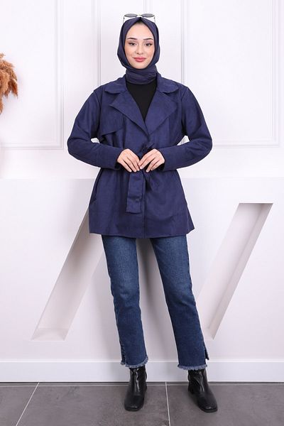 İmajButik Μπουφάν Nubuck με μπλε μπλέ μέση
