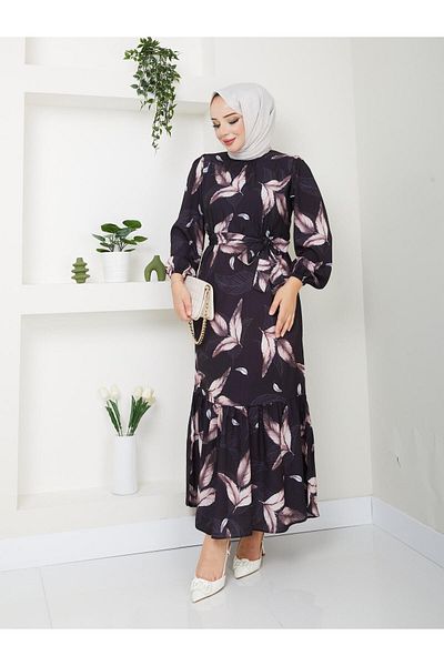 exxitcollection Moss Crepe Flower Pattern Hijab 140 cm Dress