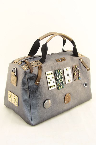 HNB Women's Anthracite Stone Cylinder Casual Shoulder Bag