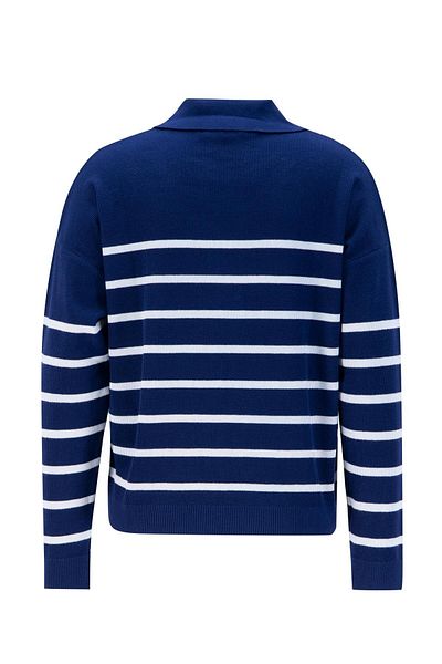 Armine Navy Blue Striped Knitwear Sweater - 24Kd4208