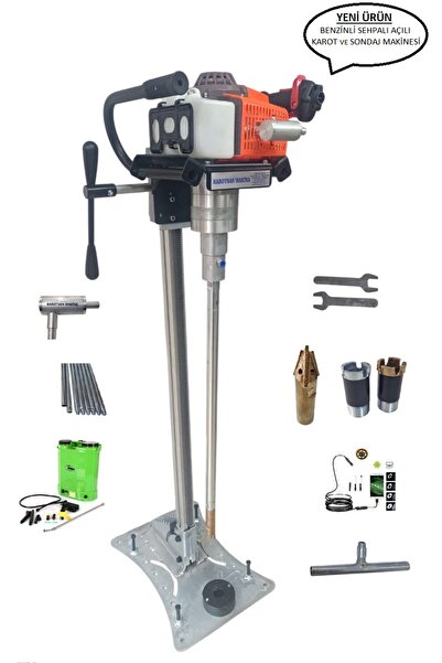 Karotsan BENZİNLİ SEHPALI AÇILI KAROT VE EL SONDAJ MAKİNESİ SETİ