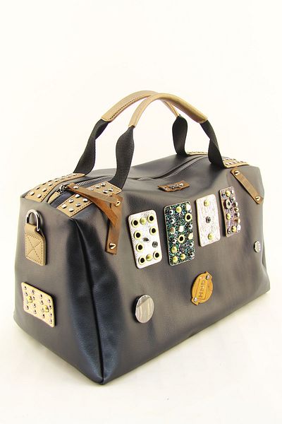 HNB Women's Black Stone Cylinder Casual Shoulder Bag