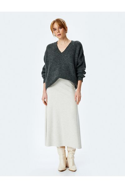 Koton Standard Waist Soft Textured Camisole Midi Bell Skirt